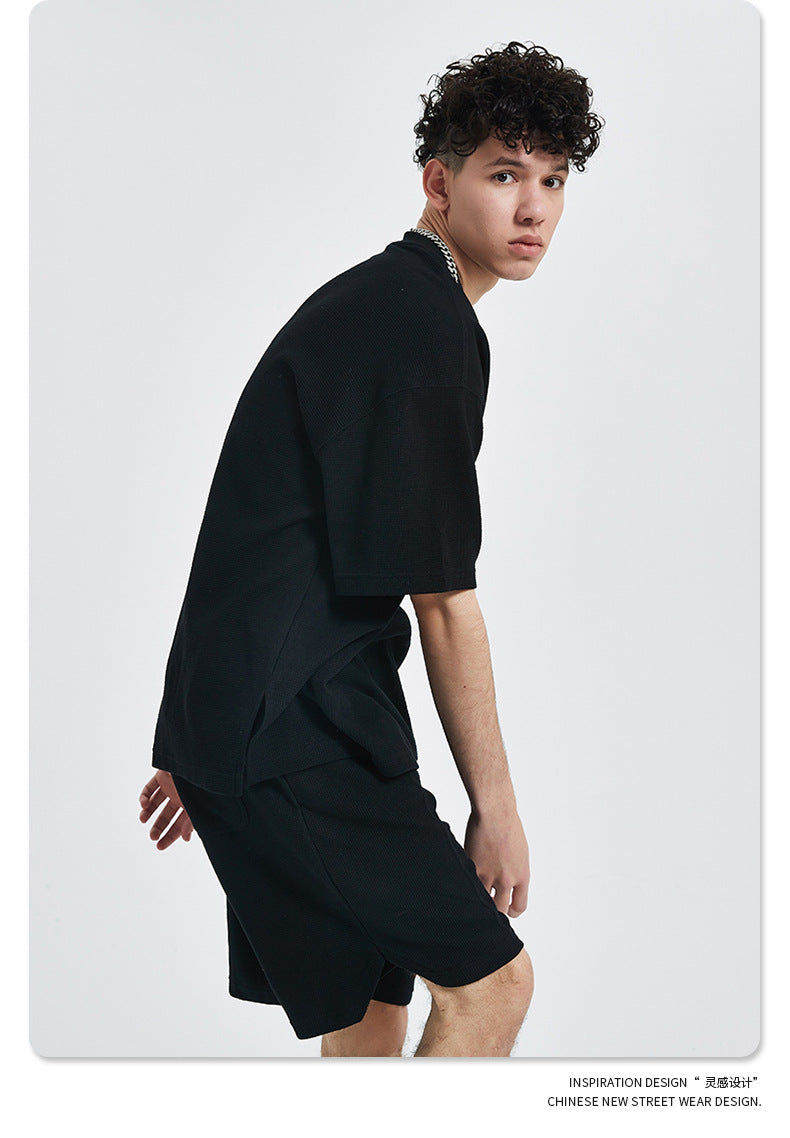 Oversize Waffle Short-sleeve T-shirt & Waffle Short Pants Setup WN6627