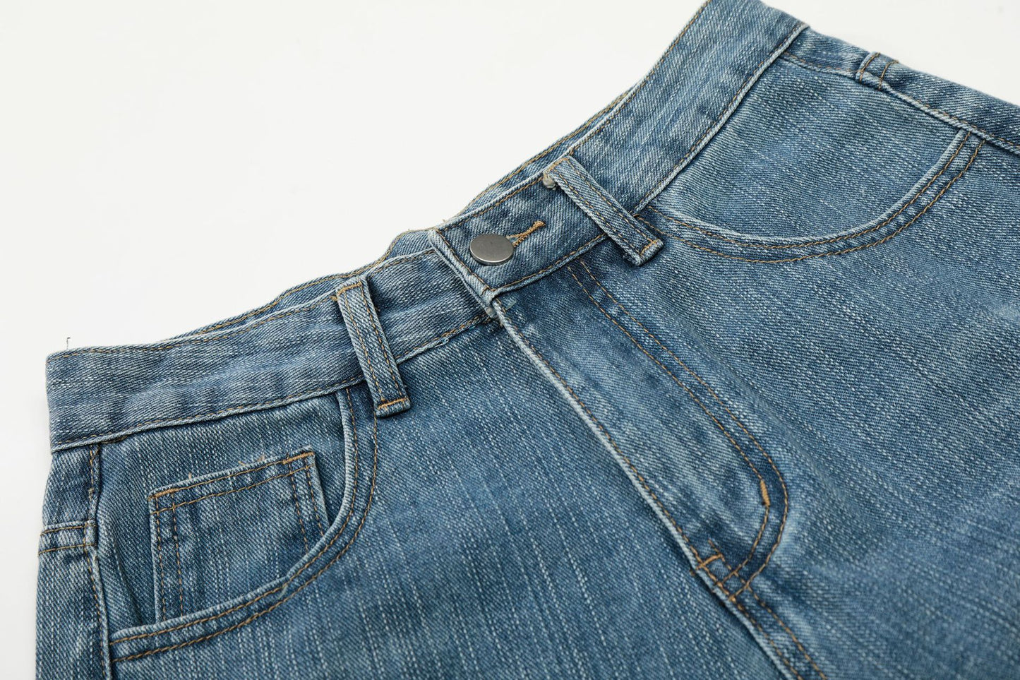 Star Heart Print Curved Wide Leg Denim Jeans WN25731