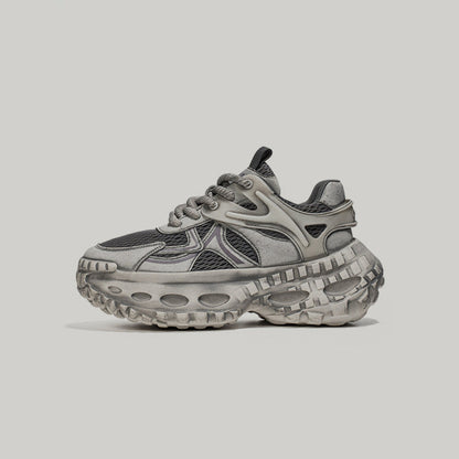 Breathable Mesh Platform Lace-Up Sneakers WN23533