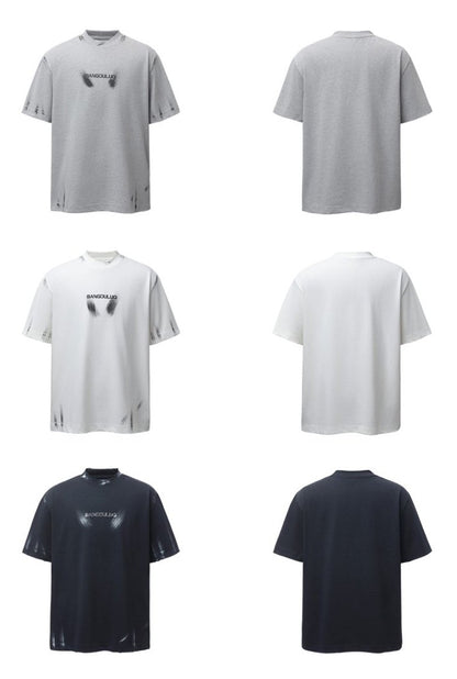 Paint Letter Short Sleeve T-Shirt WN26752