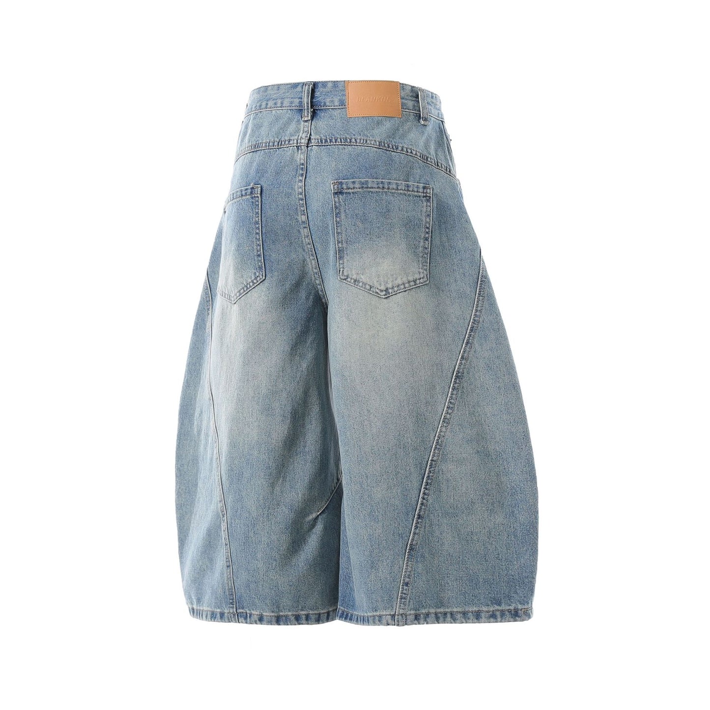 Washed Whisker Curved Cropped Denim Jeans WN25531