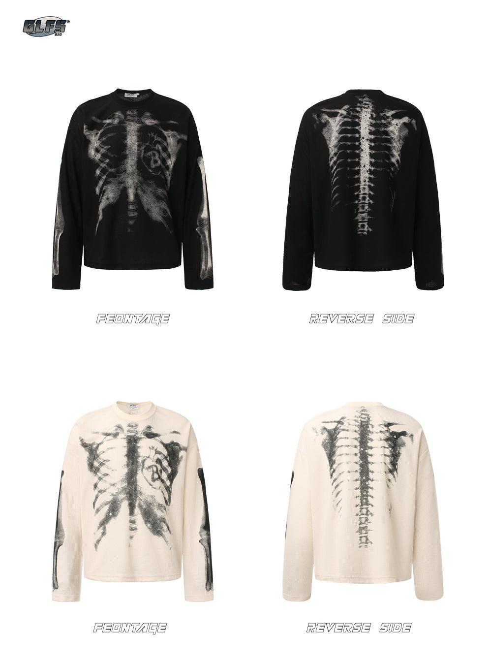 Waffle Skeleton Graphic Long Sleeve T-Shirt WN26491
