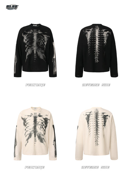 Waffle Skeleton Graphic Long Sleeve T-Shirt WN26491