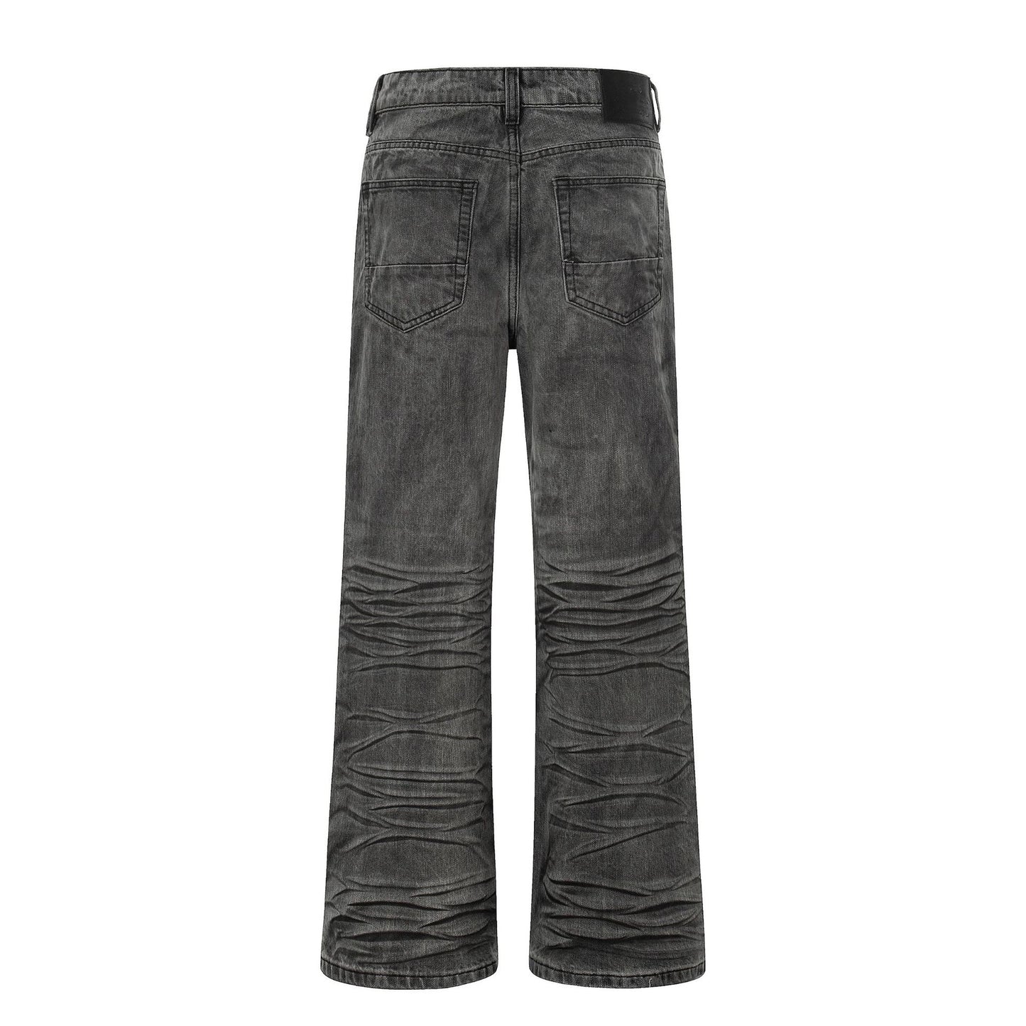 Washed Whisker Straight Denim Jeans WN25909