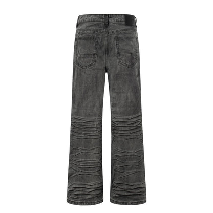 Washed Whisker Straight Denim Jeans WN25909