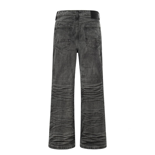 Washed Whisker Straight Denim Jeans WN25909