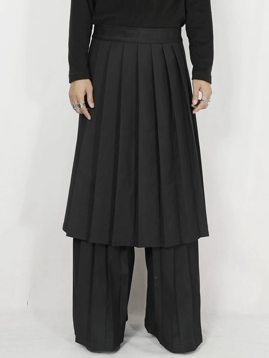Pleats Detachable Skirted Wide Leg Trousers WN20191
