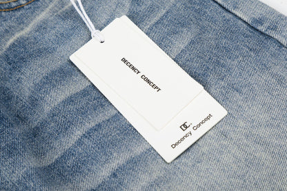 Washed Damage Whisker Wide Leg Denim Jeans WN26019