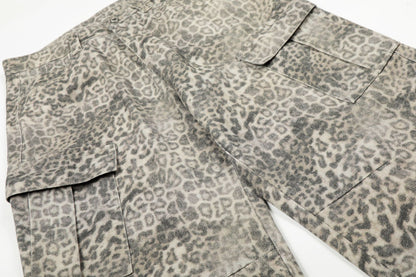 Leopard Multi-Pocket Wide Leg Cargo Pants WN26113