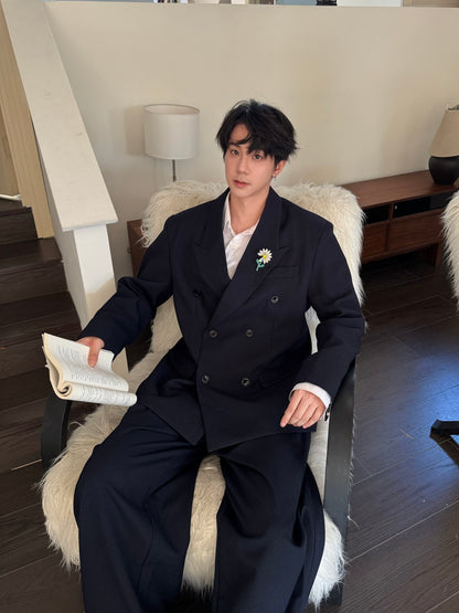 Double Breasted Tailored Jacket & Wide Leg Trousers Setup WN25355