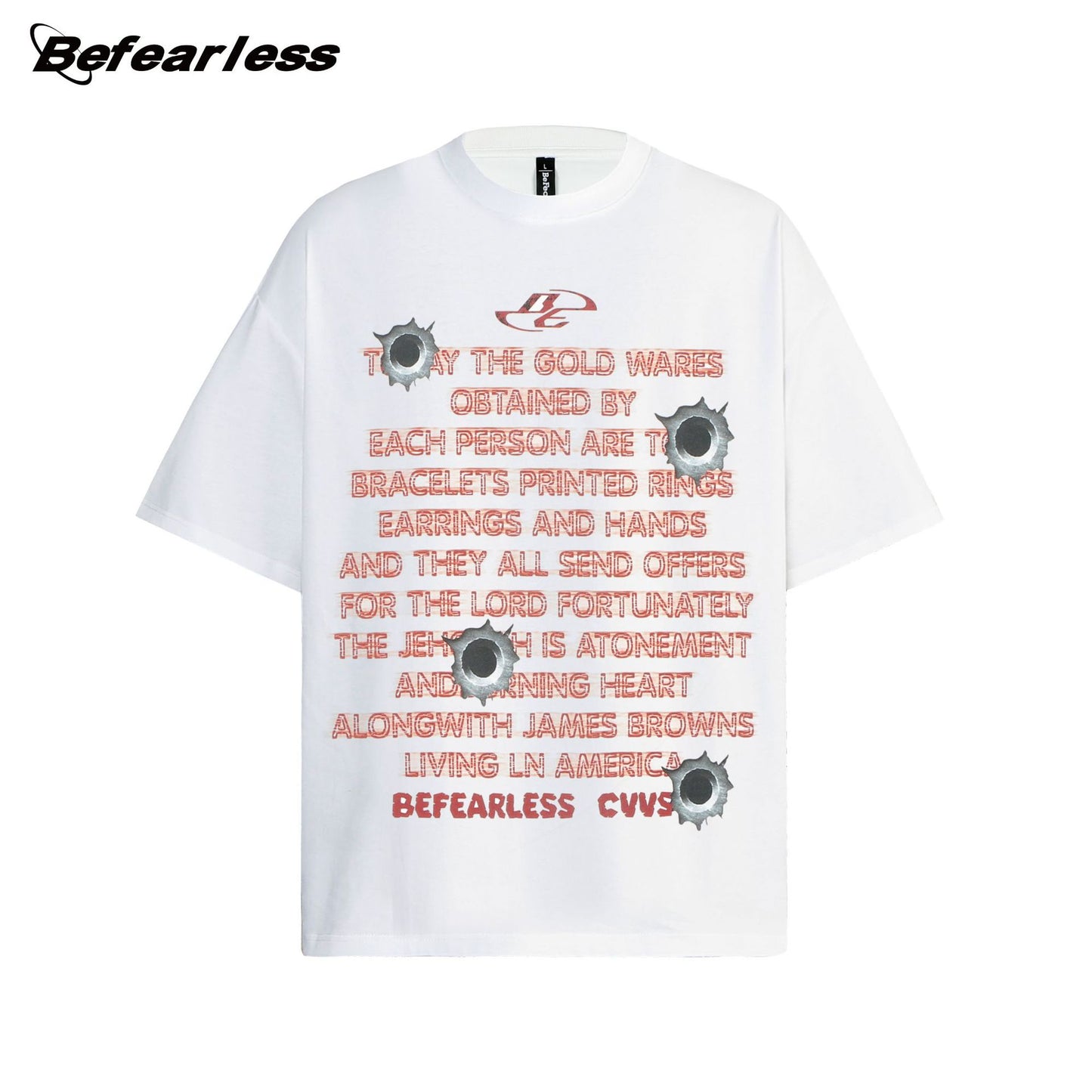 Bullet Hole Letter Print Short Sleeve T-Shirt WN26221