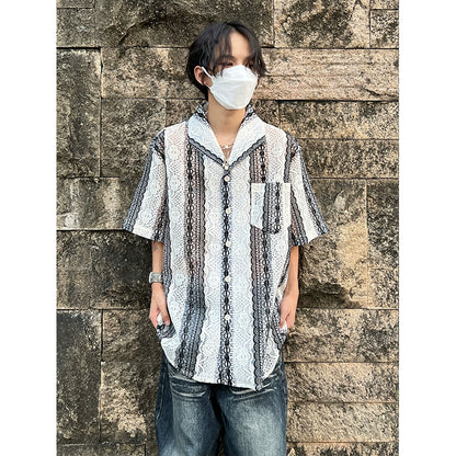 3D Embroidery Hollow-Out Short Sleeve Shirt WN19957