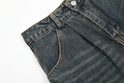 Washed Damage Cargo Pocket Denim Half Pants WN25699