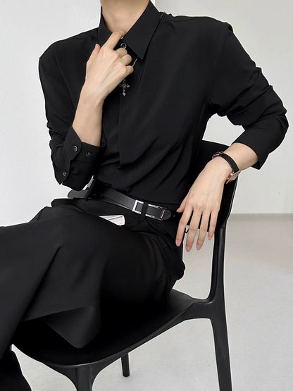 Drape Plain Long Sleeve Shirt WN19623