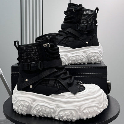 Mesh Strap Buckle Platform Sneaker Boots WN24682
