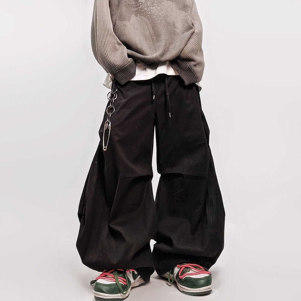 Pleats Curved Seam Wide Leg Pants WN24018