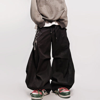 Pleats Curved Seam Wide Leg Pants WN24018