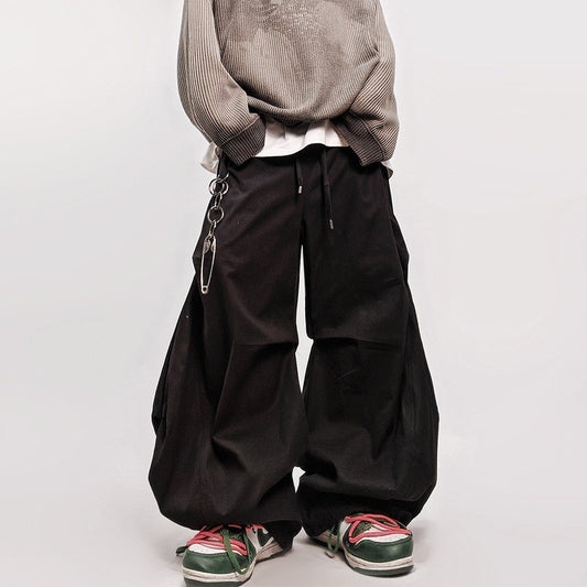 Pleats Curved Seam Wide Leg Pants WN24018