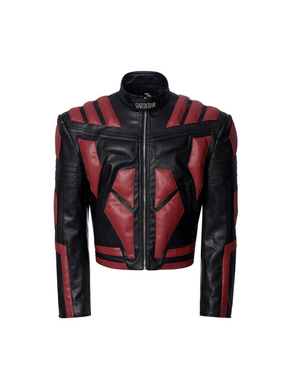 Short Stand Neck 3D Structure Leather Jacket WN23254