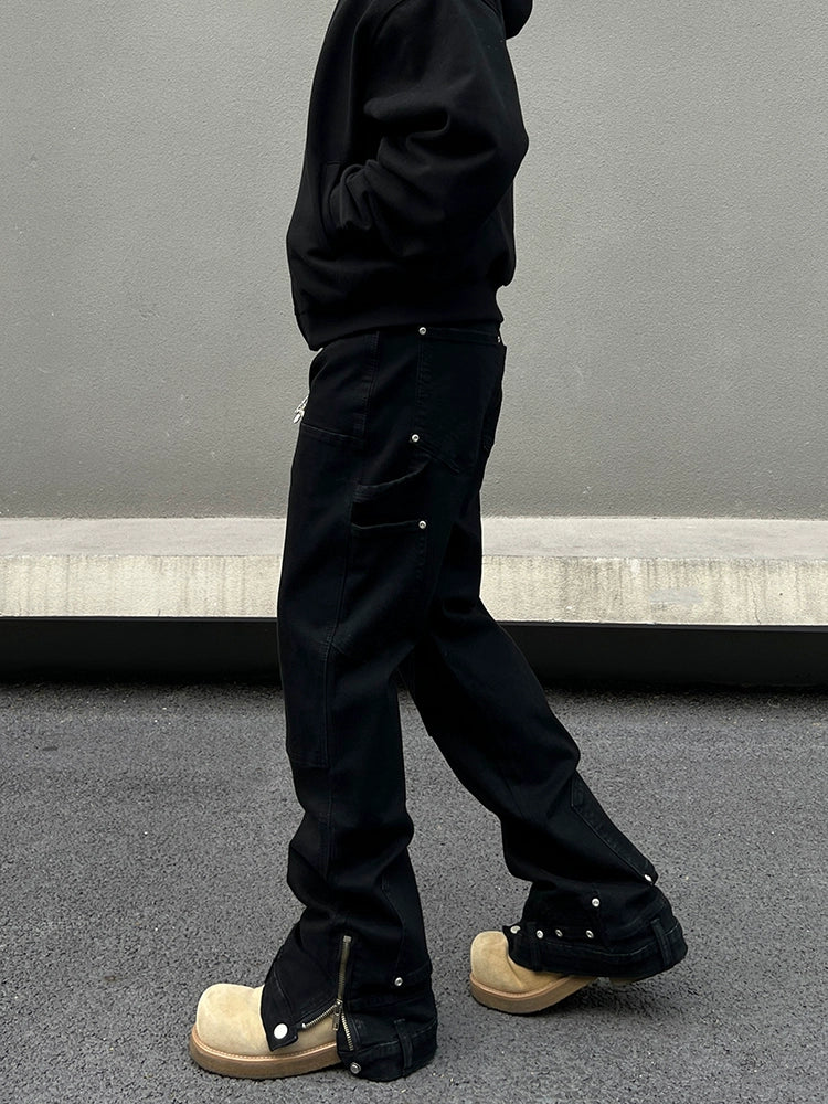 Zipper Design Flare Denim Jeans WN19576