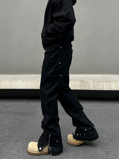 Zipper Design Flare Denim Jeans WN19576