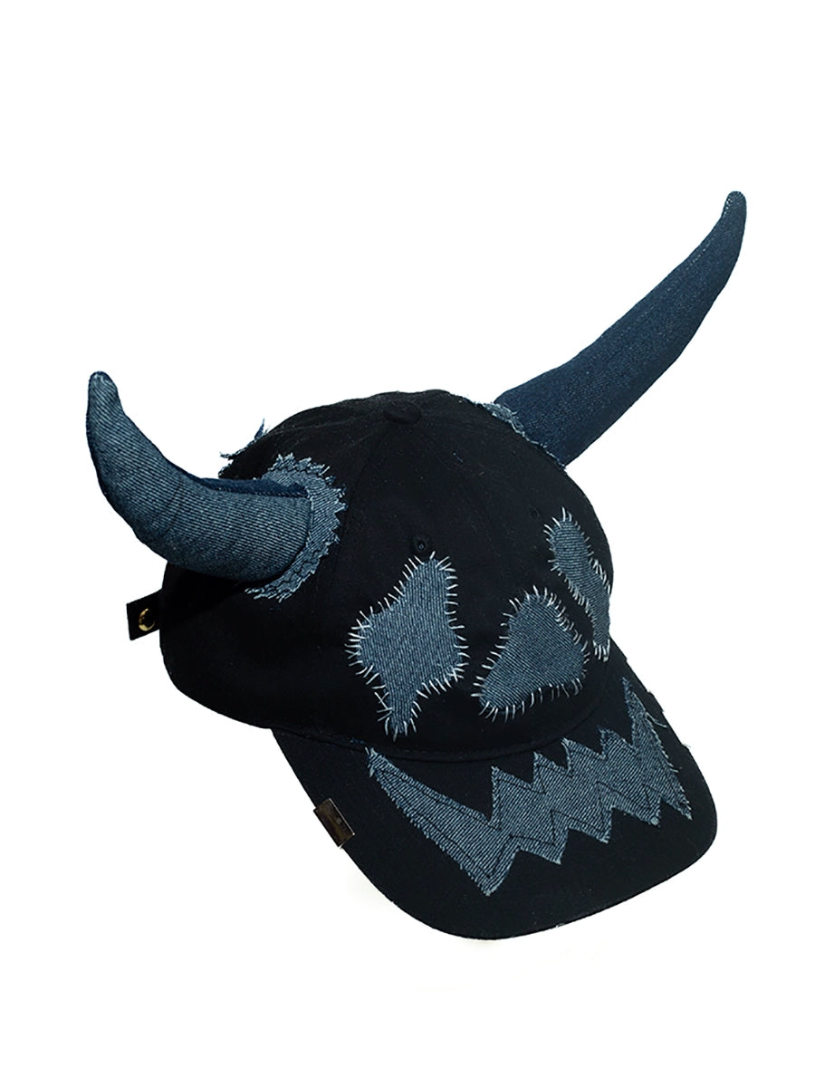 Horn Patchwork Curved-Brim Cap WN21093