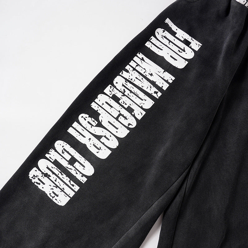 Letter Print Washed Wide Leg Sweatpants WN27927