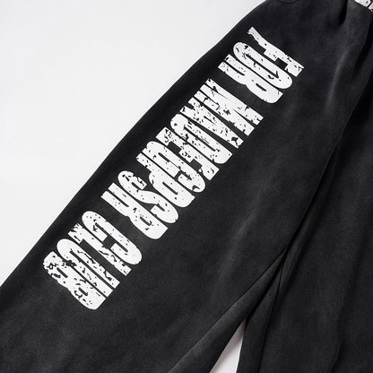 Letter Print Washed Wide Leg Sweatpants WN27927