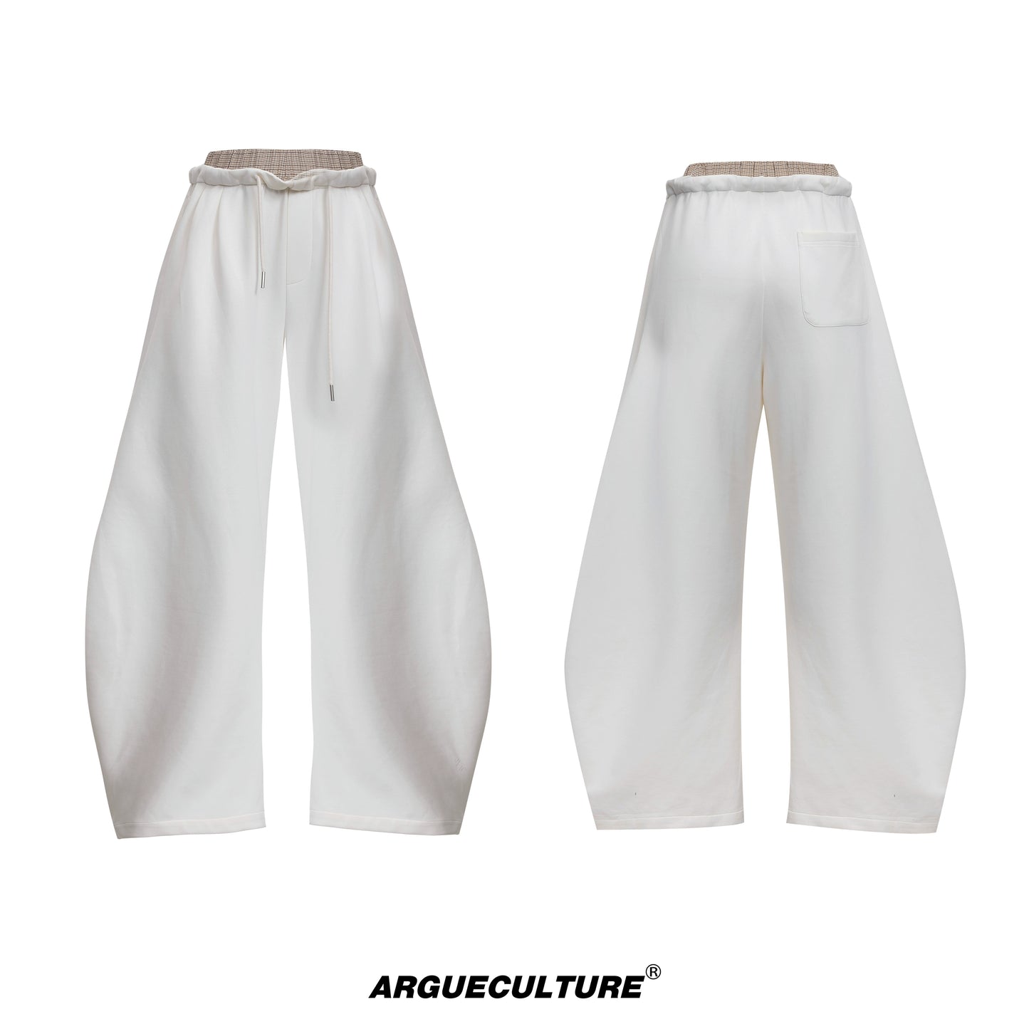 Houndstooth V-Neck Short Sleeve T-Shirt & Double Waistband Curved Hem Pants Setup WN18366