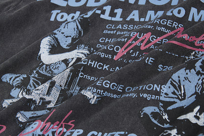Washed Graphic Letter Print Short Sleeve T-Shirt WN25765