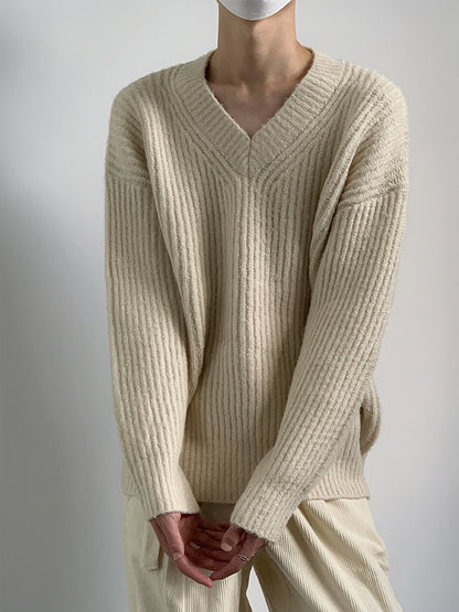 Oversize V-Neck Knit Sweater WN9619