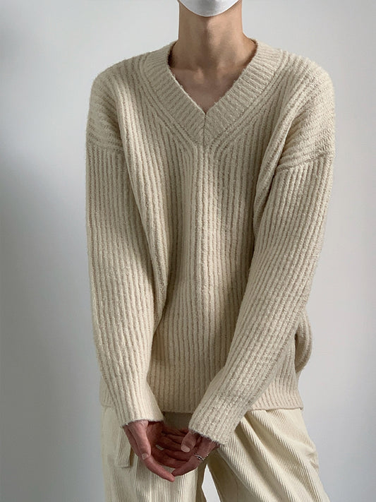 Oversize V-Neck Knit Sweater WN9619