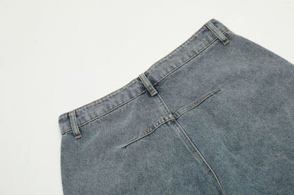Washed Deconstruction Wide Leg Denim Half Jeans WN26112