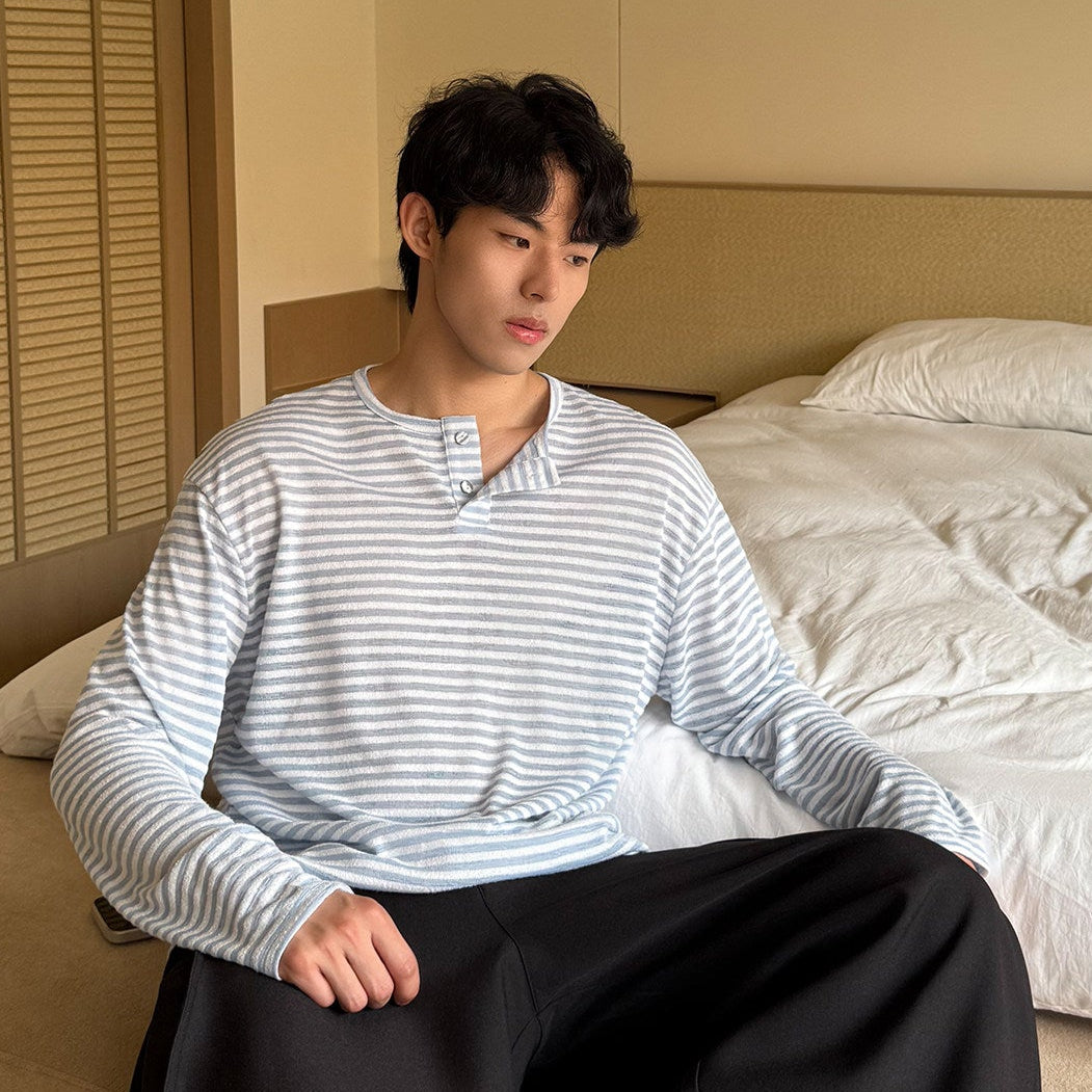 Border Button Long Sleeve T-Shirt WN24936