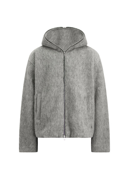Wool Blend Full-Zip Boxy Hooded Jacket WN26382