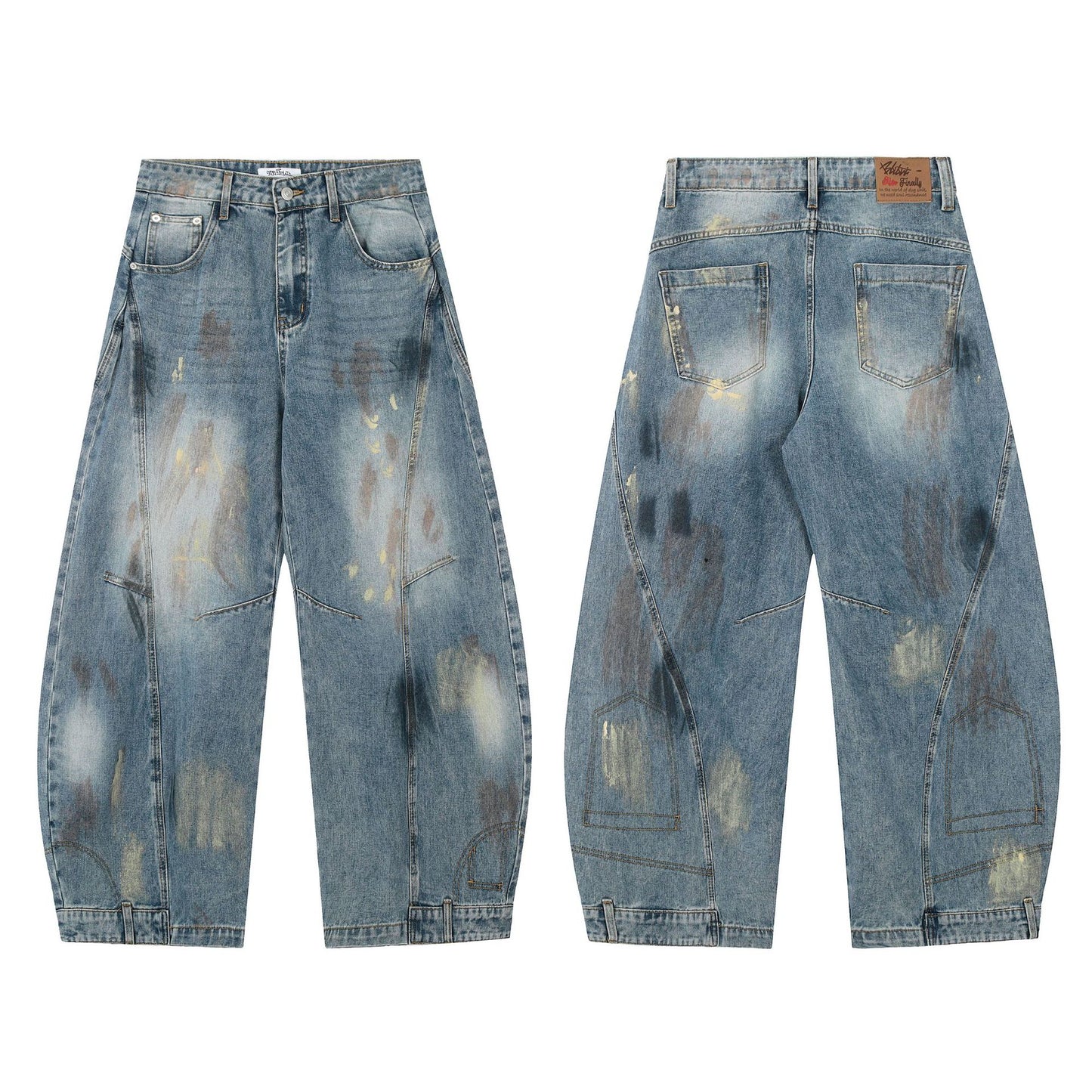 Washed Wide Leg Denim Jeans WN14097