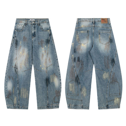 Washed Wide Leg Denim Jeans WN14097