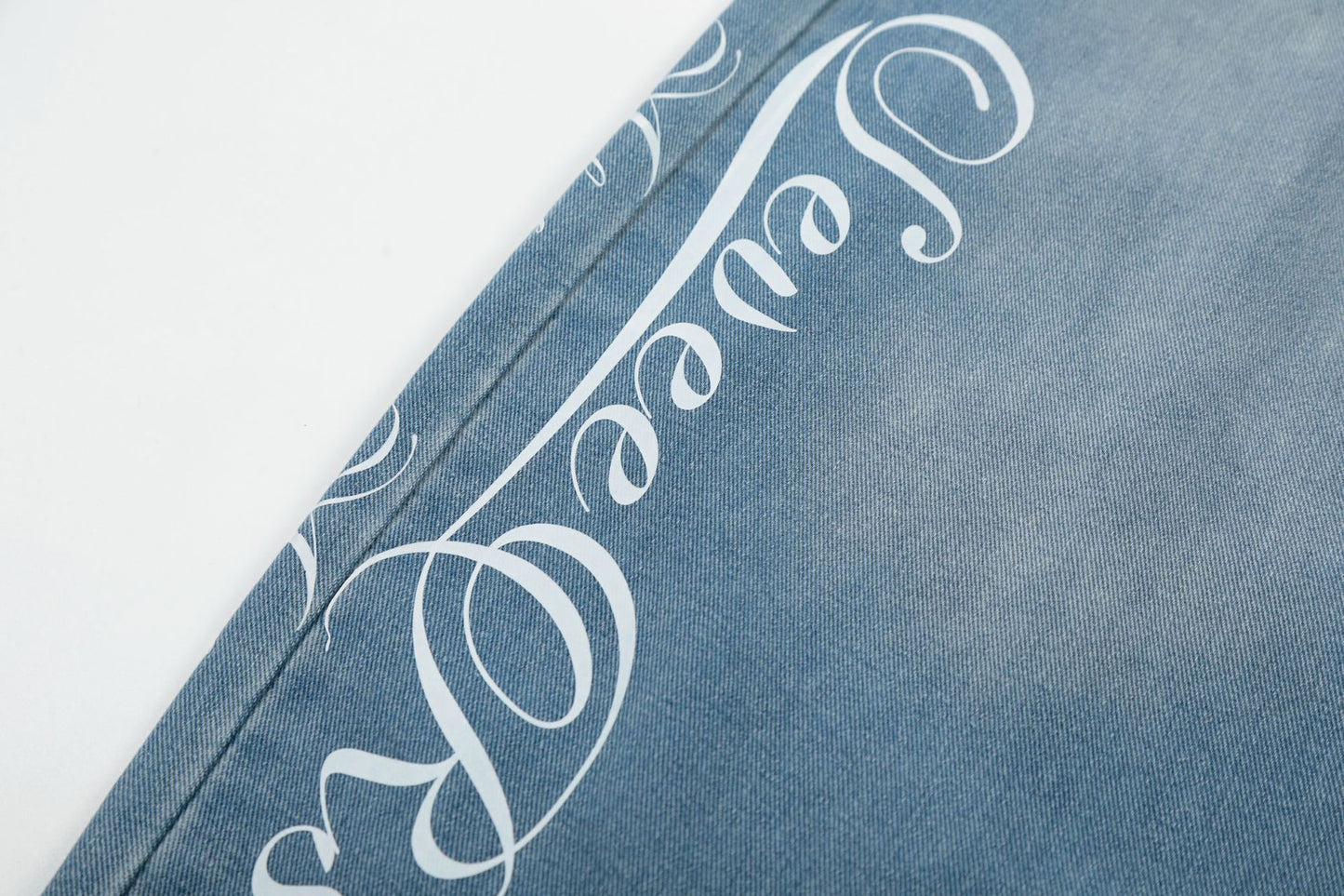 Washed Letter Print Wide Leg Denim Jeans WN25563
