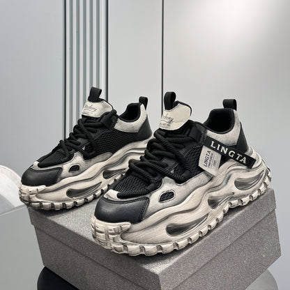Breathable Mesh Platform Height-Increasing Dad Sneakers WN24748