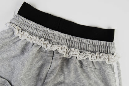 Gothic Letter Print Frayed Waist Wide Leg Sweatpants WN27838