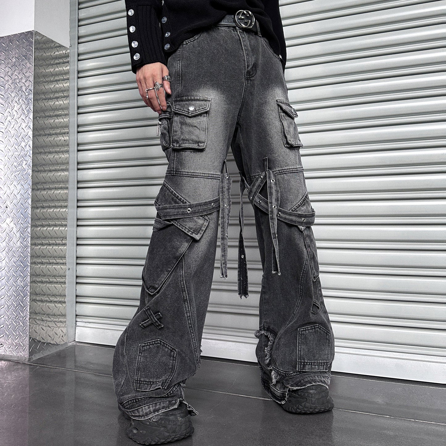 Wide Leg Multi-Pocket Denim Jeans WN25071