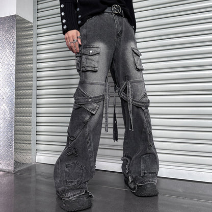 Wide Leg Multi-Pocket Denim Jeans WN25071
