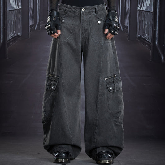 Multi-Pocket Patchwork Wide Leg Cargo Pants WN22859