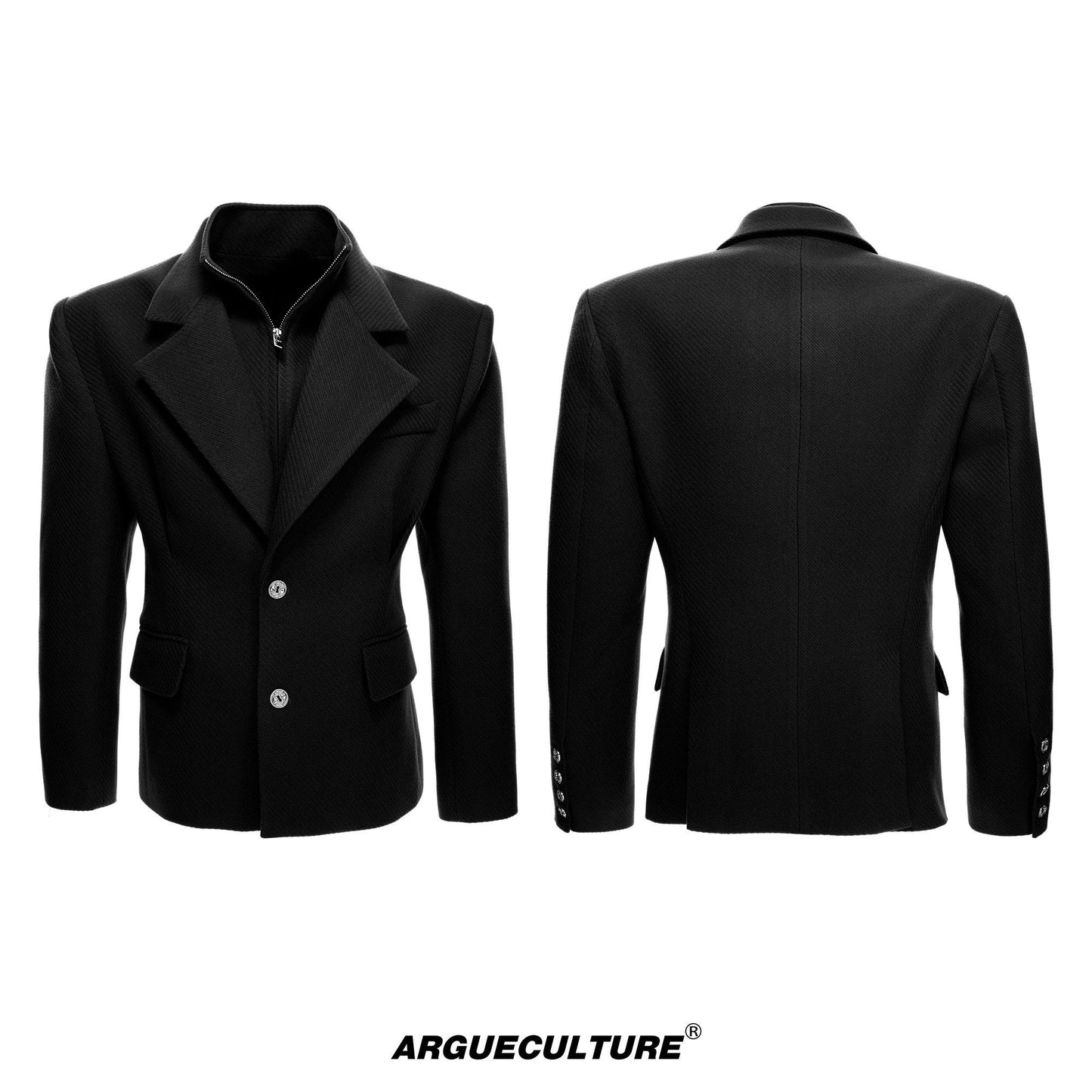 Layered Tailored Jacket & Drape Wide Leg Pants Setup WN23328