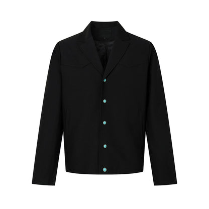 Color Black Shoulder-Pad Tailored Jacket WN21024