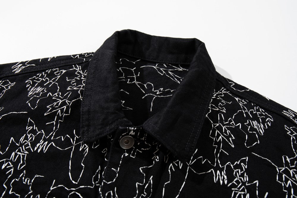 Allover Line Embroidery Denim Jacket WN28087