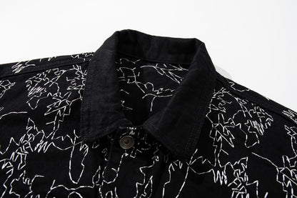 Allover Line Embroidery Denim Jacket WN28087