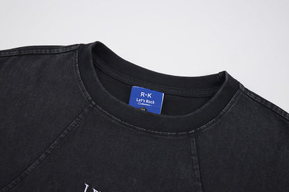 Washed Embroidery Raglan Short Sleeve T-Shirt WN25454