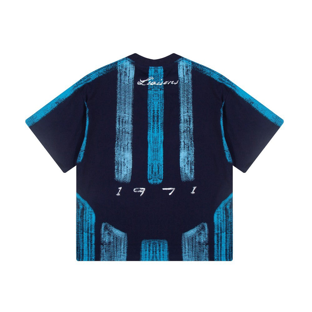 Gradient Spray Letter Print Oversize Short Sleeve T-Shirt WN27860