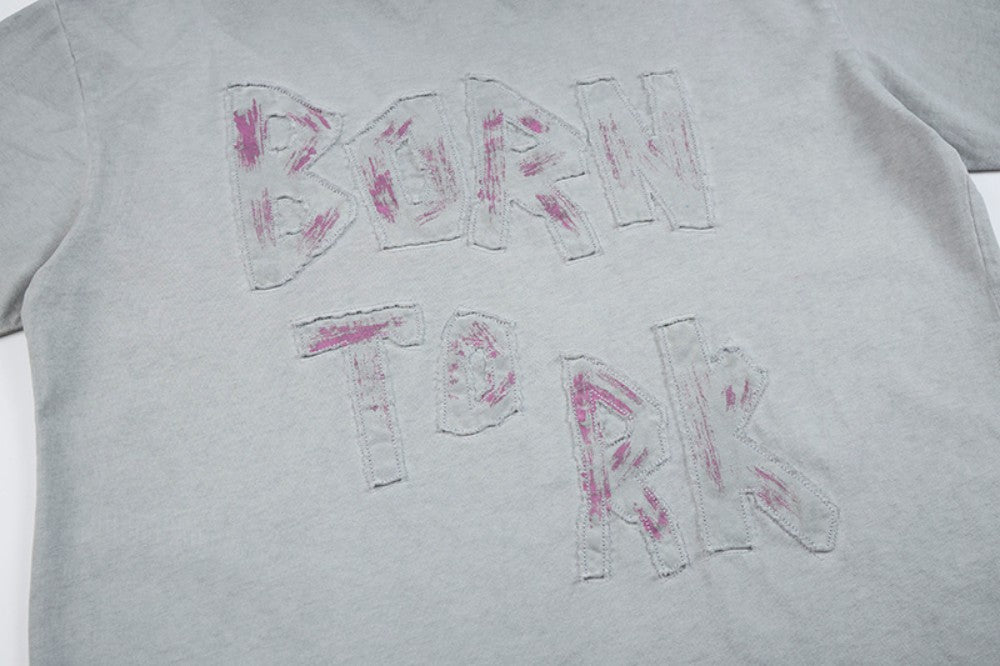 Washed Letter Graphic Short Sleeve T-Shirt WN28039